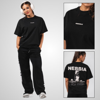NEBBIA - Női oversized fitness póló 491 (black)