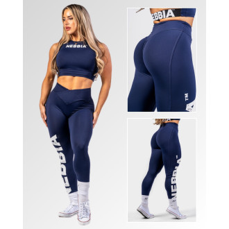 NEBBIA - Magas derekú fitness leggings GLUTE CHECK 613 (dark blue)