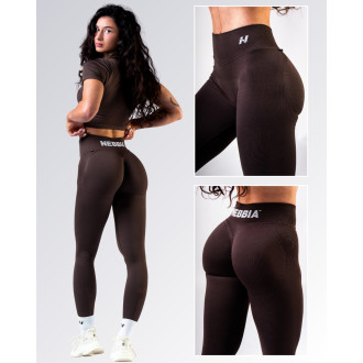 NEBBIA - Magas derekú push-up leggings POWER 888 (dark brown)