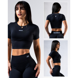 NEBBIA - Rövid ujjú Crop Top POWER 891 (black)