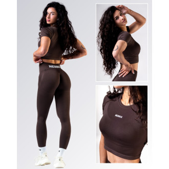 NEBBIA - Rövid ujjú Crop Top POWER 891 (dark brown)