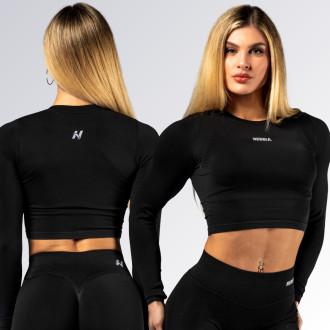 NEBBIA - Hosszú ujjú Crop Top POWER 892 (black)
