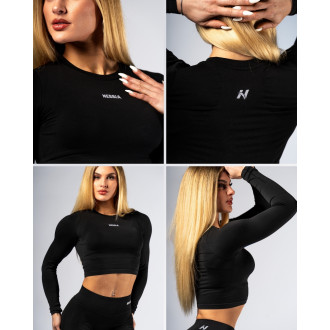 NEBBIA - Hosszú ujjú Crop Top POWER 892 (black)