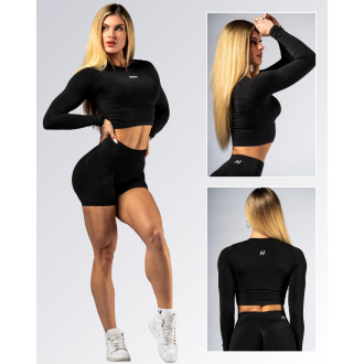 NEBBIA - Hosszú ujjú Crop Top POWER 892 (black)