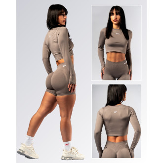NEBBIA - Hosszú ujjú Crop Top POWER 892 (light brown ash)