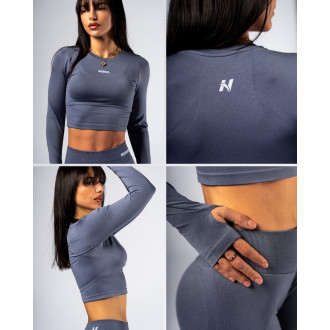 NEBBIA - Hosszú ujjú Crop Top POWER 892 (grey)