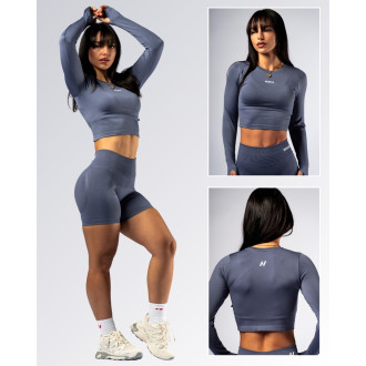 NEBBIA - Hosszú ujjú Crop Top POWER 892 (grey)