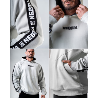 NEBBIA - Férfi fitnesz melegítőfelső HERO 300 (light grey)