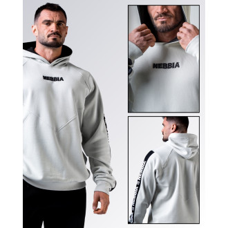 NEBBIA - Férfi fitnesz melegítőfelső HERO 300 (light grey)