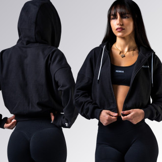 NEBBIA - Crop kapucnis pulóver POWER 895 (black)