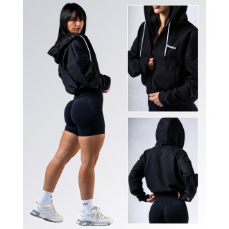 NEBBIA - Crop kapucnis pulóver POWER 895 (black)