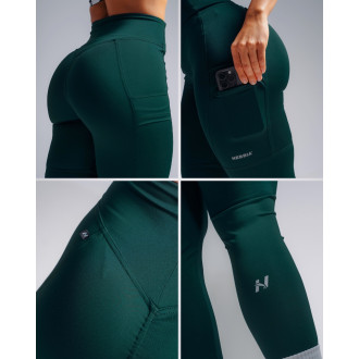 NEBBIA - Magas derekú oldalzsebes leggings PRIMAL 851 (DARK GREEN)