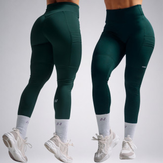 NEBBIA - Magas derekú oldalzsebes leggings PRIMAL 851 (DARK GREEN)