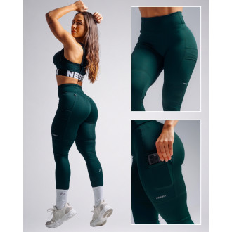 NEBBIA - Magas derekú oldalzsebes leggings PRIMAL 851 (DARK GREEN)