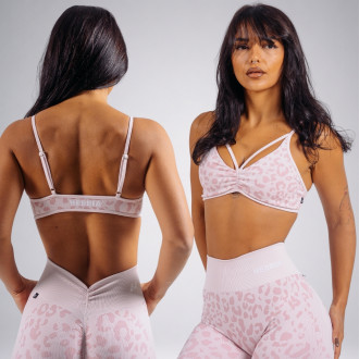 NEBBIA - Közepes tartású leopárdmintás sportmelltartó PRIMAL 854 (PINK LEOPARD)