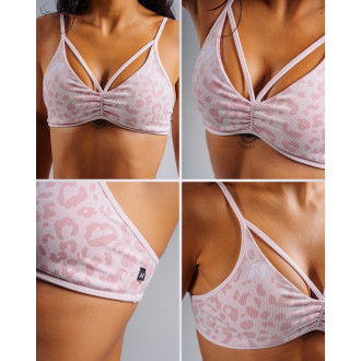 NEBBIA - Közepes tartású leopárdmintás sportmelltartó PRIMAL 854 (PINK LEOPARD)