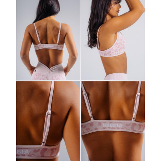 NEBBIA - Közepes tartású leopárdmintás sportmelltartó PRIMAL 854 (PINK LEOPARD)