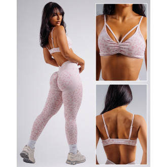 NEBBIA - Közepes tartású leopárdmintás sportmelltartó PRIMAL 854 (PINK LEOPARD)
