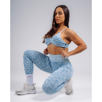 NEBBIA - Közepes tartású leopárdmintás sportmelltartó PRIMAL 854 (BLUE LEOPARD)