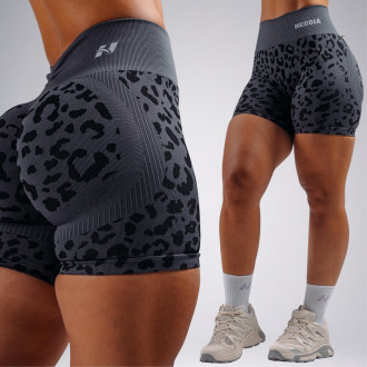 NEBBIA - Leopárdmintás kompressziós push-up short PRIMAL 856 (BLACK LEOPARD)