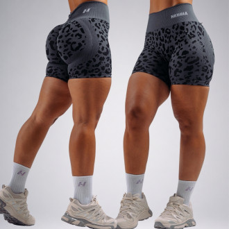 NEBBIA - Leopárdmintás kompressziós push-up short PRIMAL 856 (BLACK LEOPARD)