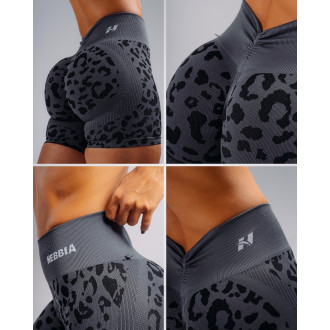 NEBBIA - Leopárdmintás kompressziós push-up short PRIMAL 856 (BLACK LEOPARD)