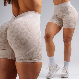 NEBBIA - Leopárdmintás kompressziós push-up short PRIMAL 856 (CREAM LEOPARD)
