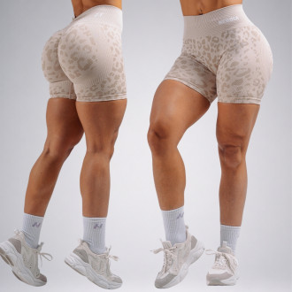 NEBBIA - Leopárdmintás kompressziós push-up short PRIMAL 856 (CREAM LEOPARD)