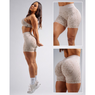 NEBBIA - Leopárdmintás kompressziós push-up short PRIMAL 856 (CREAM LEOPARD)