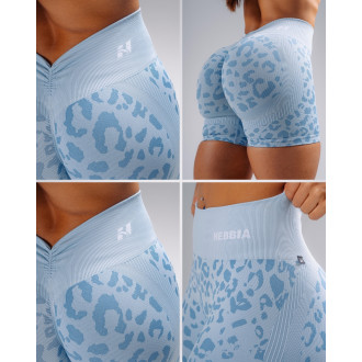 NEBBIA - Leopárdmintás kompressziós push-up short PRIMAL 856 (BLUE LEOPARD)