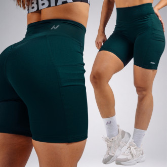 NEBBIA - Magas derekú oldalzsebes short PRIMAL 858 (DARK GREEN)
