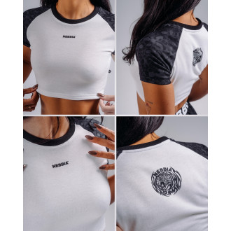 NEBBIA - Leopárdmintás crop top PRIMAL 861 (BLACK LEOPARD)