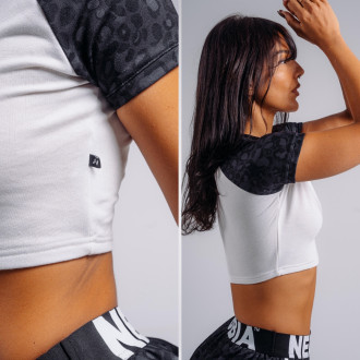 NEBBIA - Leopárdmintás crop top PRIMAL 861 (BLACK LEOPARD)