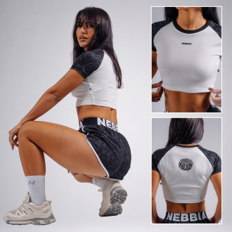 NEBBIA - Leopárdmintás crop top PRIMAL 861 (BLACK LEOPARD)