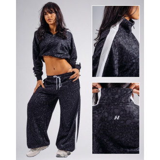 NEBBIA - Leopárdmintás negyedcipzáras felső PRIMAL 866 (BLACK LEOPARD)