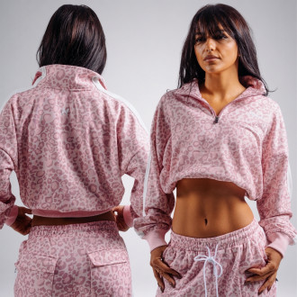 NEBBIA - Leopárdmintás negyedcipzáras felső PRIMAL 866 (PINK LEOPARD)