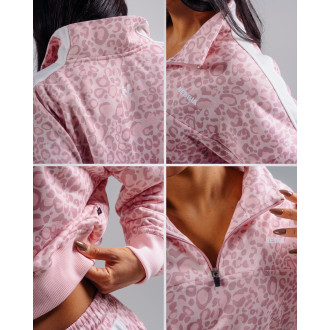 NEBBIA - Leopárdmintás negyedcipzáras felső PRIMAL 866 (PINK LEOPARD)