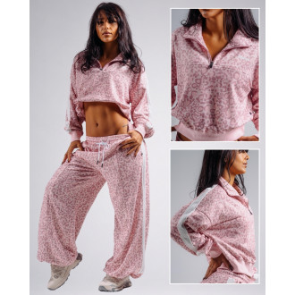 NEBBIA - Leopárdmintás negyedcipzáras felső PRIMAL 866 (PINK LEOPARD)