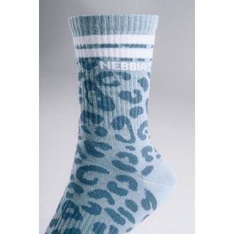 NEBBIA - Leopárdmintás crew zokni PRIMAL 106 (BLUE LEOPARD)