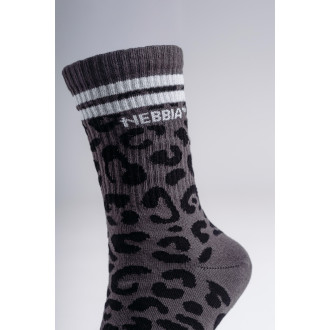 NEBBIA - Leopárdmintás crew zokni PRIMAL 106 (BLACK LEOPARD)