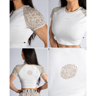 NEBBIA - Leopárdmintás crop top PRIMAL 861 (CREAM LEOPARD)
