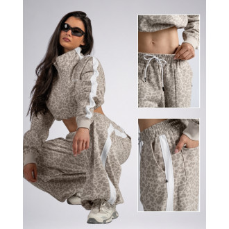 NEBBIA - Leopárdmintás baggy melegítőnadrág PRIMAL 865 (CREAM LEOPARD)