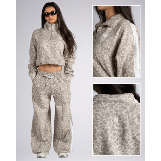 NEBBIA - Leopárdmintás negyedcipzáras felső PRIMAL 866 (CREAM LEOPARD)