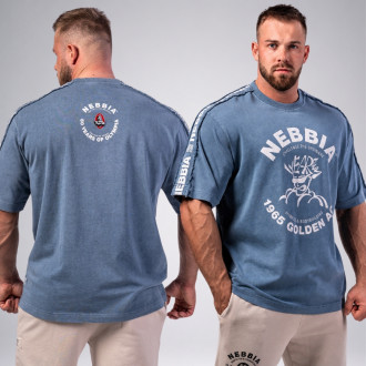 NEBBIA - Washed oversized póló GOLDEN AGE 790 (blue)