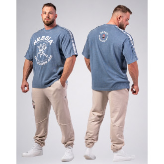 NEBBIA - Washed oversized póló GOLDEN AGE 790 (blue)