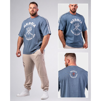 NEBBIA - Washed oversized póló GOLDEN AGE 790 (blue)