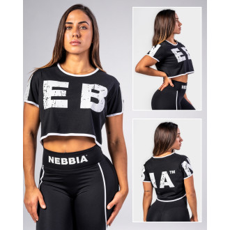 NEBBIA - Pamut crop top GAME ON 610 (black)