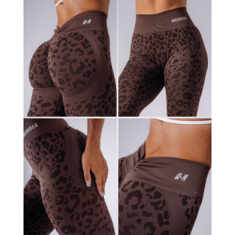 NEBBIA - Leopárdmintás fitness leggings PRIMAL 849 (DARK BROWN)