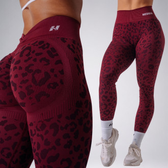 NEBBIA - Leopárdmintás fitness leggings PRIMAL 849 (BORDO)