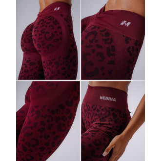 NEBBIA - Leopárdmintás fitness leggings PRIMAL 849 (BORDO)